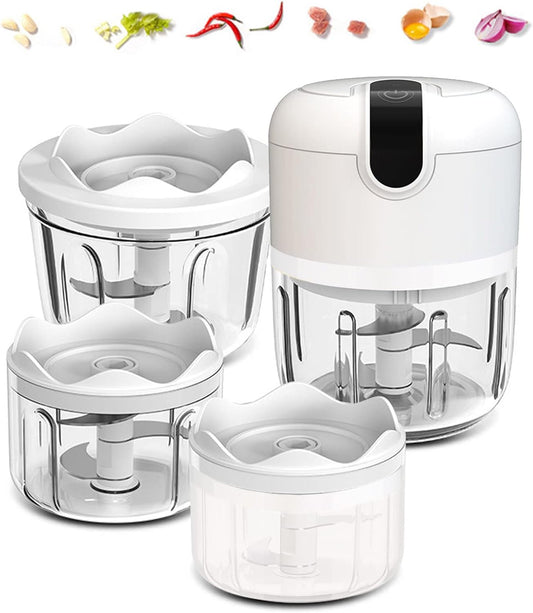 (100+250+350ML) White 3 CUP Cordless Mini Food Chopper,Small Food Processor for Garlic,Nut,Meat  Pogeair   