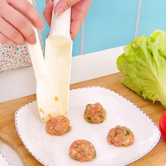 1 Set Meatball Maker Plastic Meat Baller Spoon with Cutting Spade, Kitchen Cooking Tool Pattie Fish Ball Burger Mold for DIY Meatball, Ice Cream Random