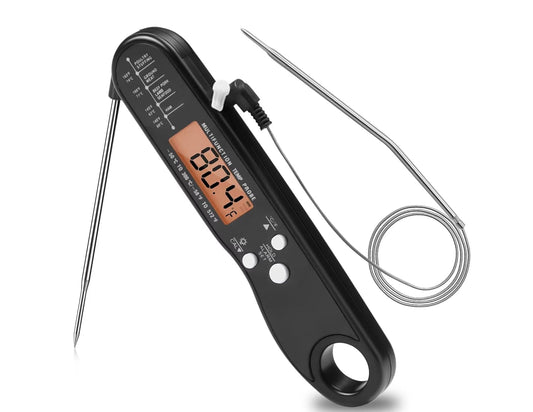 2-In-1 Instant Read Meat Thermometer Digital for Cooking, Waterproof Kitchen Food Thermometer with Dual Probes & Backlight for Oven, Grilling, Smoker, BBQ, Frying, Baking