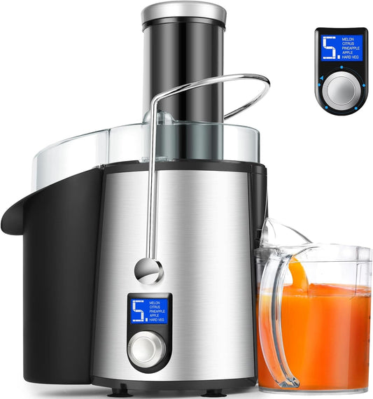 1000W 5 Speeds LCD Screen Centrifugal Juicer Machines Vegetable and Fruit, Regenerate Juice Extractor with Big 3" Wide Mouth, Anti-Drip Compact Juice Maker, Easy Clean, High Juice Yield, BPA Free
