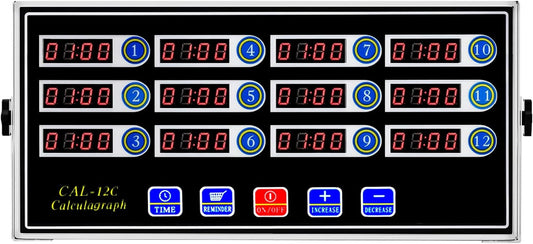 12-Channel Reminder Digital Restaurant Home Kitchen Timer Loud Alarm Professional Cooking Calculagraph Commercial Timing for Chips BBQ Pizza Bread Grilled Burger Coffee Countdown Machine