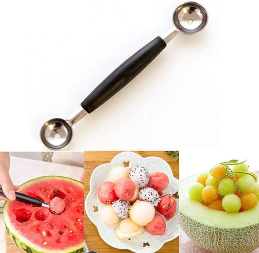 2 in 1 Stainless Steel Melon Ballers Melon Scoop,Double-Sided Fruit Melon Baller Spoon, Suitable Watermelon Cantaloupe Ice Cream Comfortable Non-Slip Grip Kitchen Utensils and Gadgets