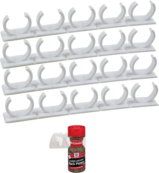 4 Pack 20 Jars Spice Gripper Clip Strips for Kitchen Universal Spice Organizer,Adhesive Spice Racks Holders Gripper Clips Strips for Wall Cabinet Door