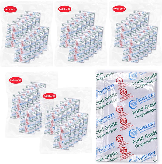 500CC 50 Packs Oxygen Absorbers for Food Storage, Food Grade Oxygen Absorbers, O2 Absorbers Food Grade for Food Storage