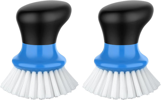 MR.SIGA Dish Scrub Brush, Palm Brush Dish Scrubber with Ergonomic Grip, Kitchen Brushes for Dishes, Blue, Pack of 2
