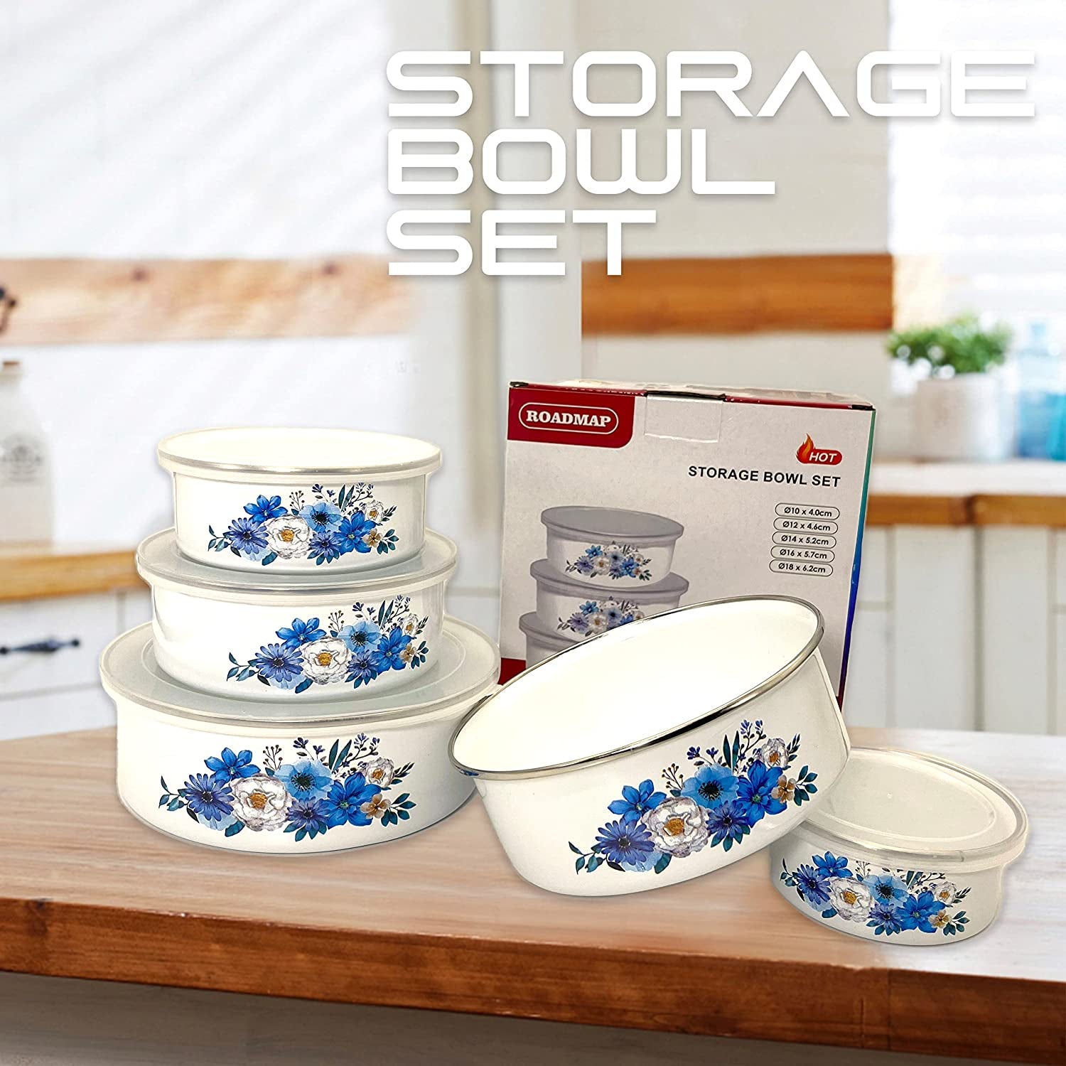 Mixing Bowls Sets for Kitchen Serving Fruit Cereal Ice Cream Salads Prepared Bowls 5 Pieces with Lid Metal Prep Baby Bowls Sugar Candy Nesting Food Storage Food Container Bowl  Roadmap   