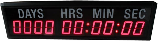 2.3-Inch 10 Digits with Red Color LED Timer Countdown/Up Wall Mounted Clock with Days Hours Mins Secs