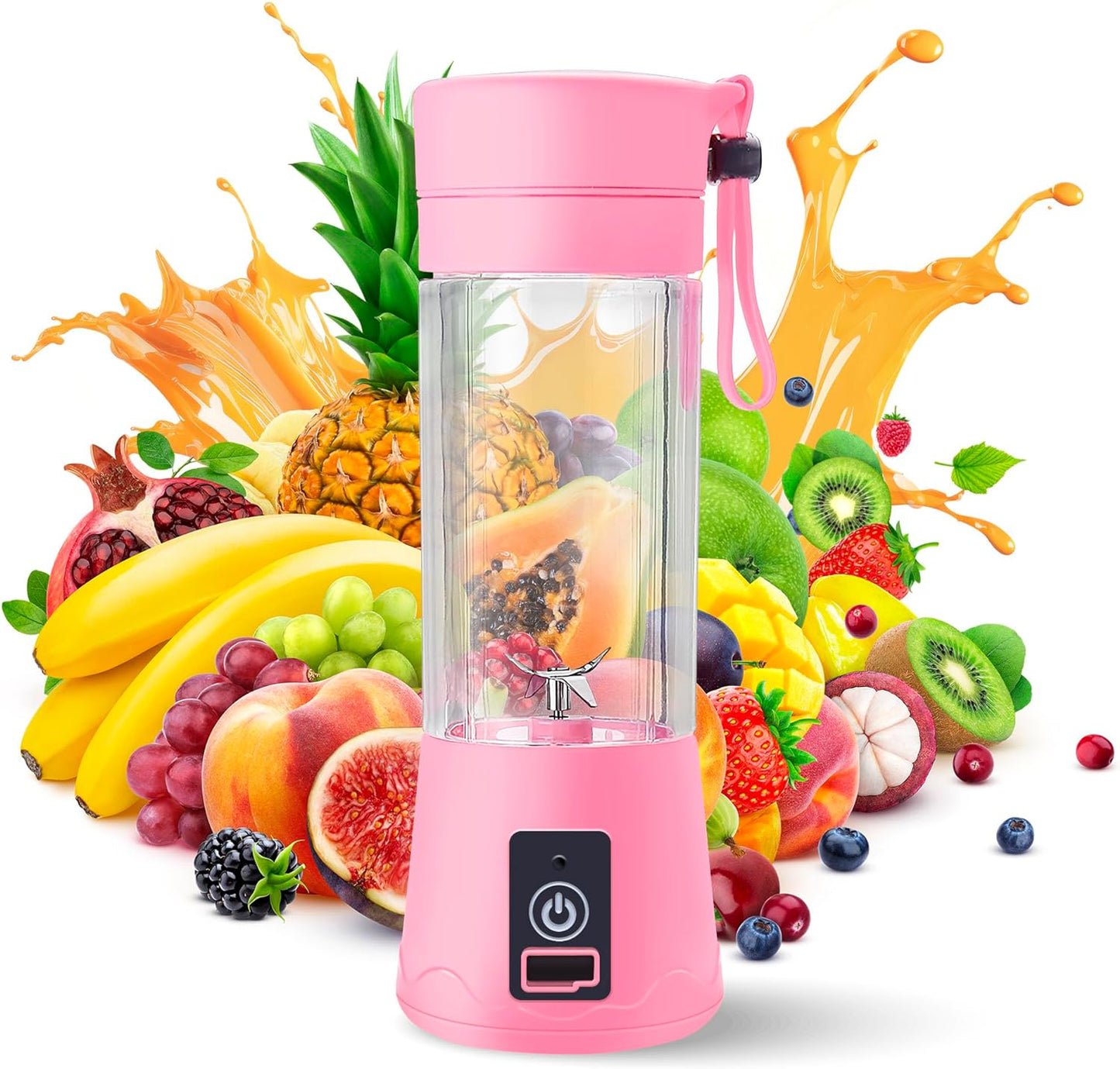 Portable Blender - Compact and USB Rechargeable Personal Travel Blenders for Smoothies, Shakes and Ice - Mini Fruit Juice Mixing Shaker Bottle - 380Ml, Purple  Nomadic Outpost Pink  