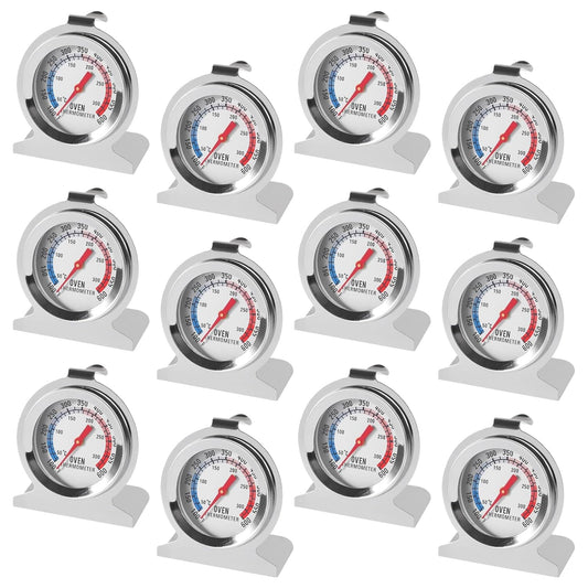 12Pcs Oven Thermometer 100-600°F/50-300°C Stainless Steel Kitchen Cooking Thermomete Oventemperature Gauge Grill Fry Chef Thermometer Oven Baking Chef Thermometer for Kitchen Cooking Baking