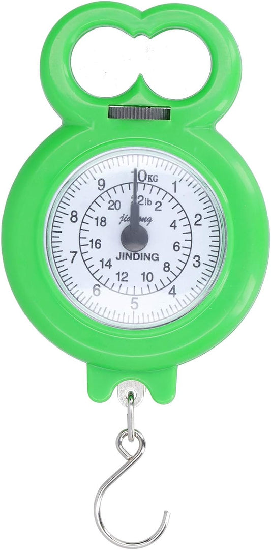 Asixxsix Hanging Spring Kitchen Dial Scale, 10Kg/22.05Lb Mechanical Hanging Scale High Accuracy Large Display Spring Dial Weight Scale Kitchen Fish Fishing Scale Luggage Scale (Green for Iphone 13)
