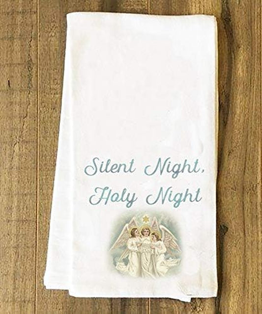 "Silent Night Tea Towel Kitchen Linen 100% Cotton Machine Washable 28" X 29"  Catholic to the Max   