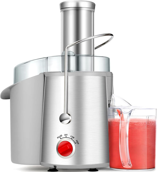1200W 3 Speeds Centrifugal Juicer Machines Vegetable and Fruit, Regenerate Juice Extractor with Big 3" Wide Mouth, Compact Juice Maker, Easy to Clean, High Juice Yield, BPA Free, Silver