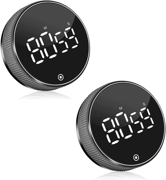2 Pack Digital Kitchen Timer, Magnetic Visual Timer with Large LED Display for Cooking, Fitness, Studying Easy for Kids and Seniors