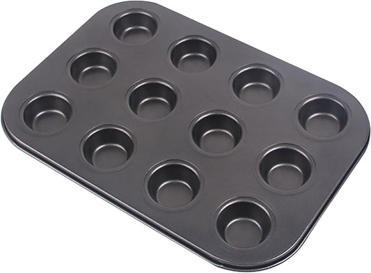 YIKANGHENG Carbon Steel Non Stick Coating Muffin Pan, 1 Pack 10.5 Inch X 7.2 Inch 12 Cup Cupcake for Baking of Muffin, Cake, Doughnut and Bread (1)  YIKANGHENG   