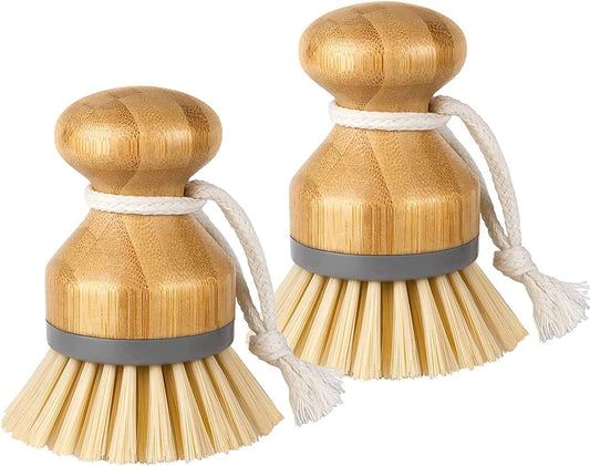 Bamboo Dish Brush Scrub Wooden Brush - Bamboo Dish Brush，Brush for Dishes,Palm Brush Dish Scrubber Suitable for Washing Dishes,Stubborn Stains & Vegetables.