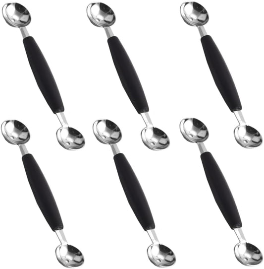 18Cm Double-Ended Stainless Ice Cream Scoop for Melons - 6 Scoops for Fruitmelon Ice Cream,Long-Lasting Melon Baller Scoop