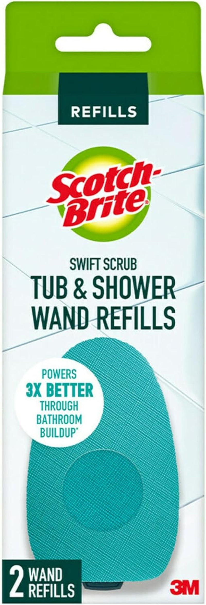 Scotch-Brite® Swift Scrub Tub & Shower Wand 547-W, 4/1  3M 2 Wand Replacement Pads  