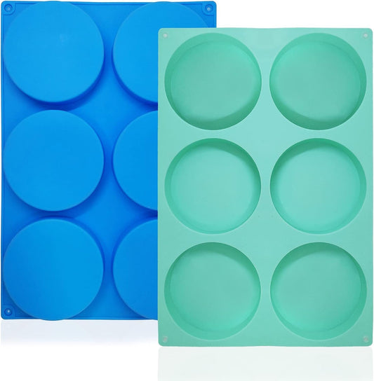 2 Pack 6-Cavity Resin Coaster Moulds, Finegood round Coaster Mould for Resin Silicone Cake Moulds Baking Tray