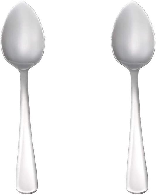 (2 Pack) Grapefruit Spoons, 18/0 Stainless Steel 6 3/8-Inch Serrated Edge Oval Spoon  Tezzorio 2  