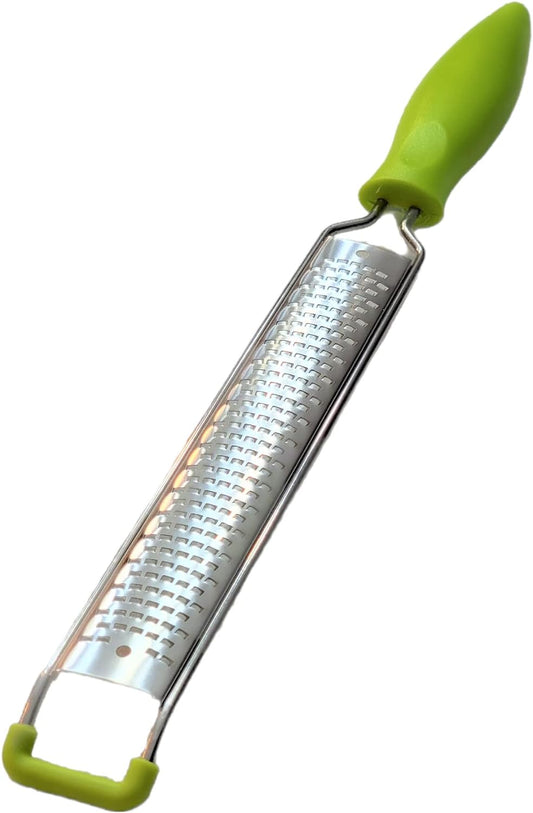 Premium Stainless Steel Citrus Zester / Cheese, Nut, Chocolate Grater - Green Handle