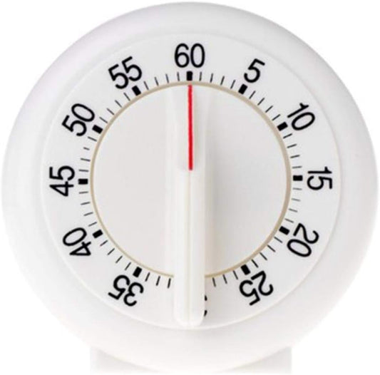 Portable 60 Minutes Kitchen Mechanical Dial Timer Count down Alarm Reminder - White