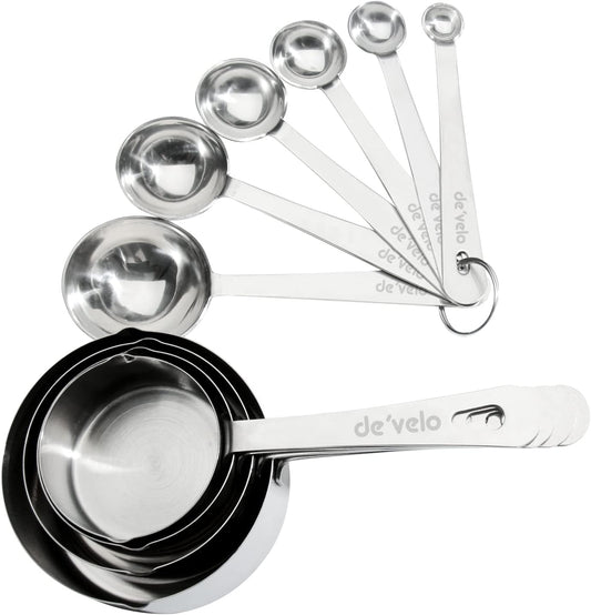 DE'VELO Stainless Steel Measuring Cups & Spoons Set, Cups and Spoons, Kitchen Gadgets for Cooking & Baking (4+6)  Yangjiang Toallwin Trading Co., Ltd   