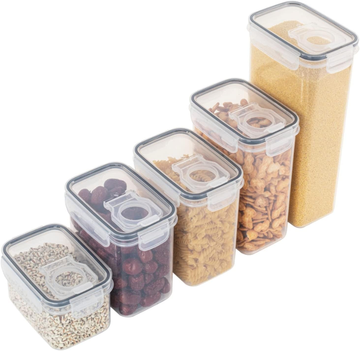 Food Storage Containers, 5 Size Single Airtight Clear Storage Containers, Vacuum Damp Proof Fresh-Keeping Storage Containers with Lids, Kitchen Pantry Stackable Storage Organizer #G  Generic 5.9*3.3*6.5In  