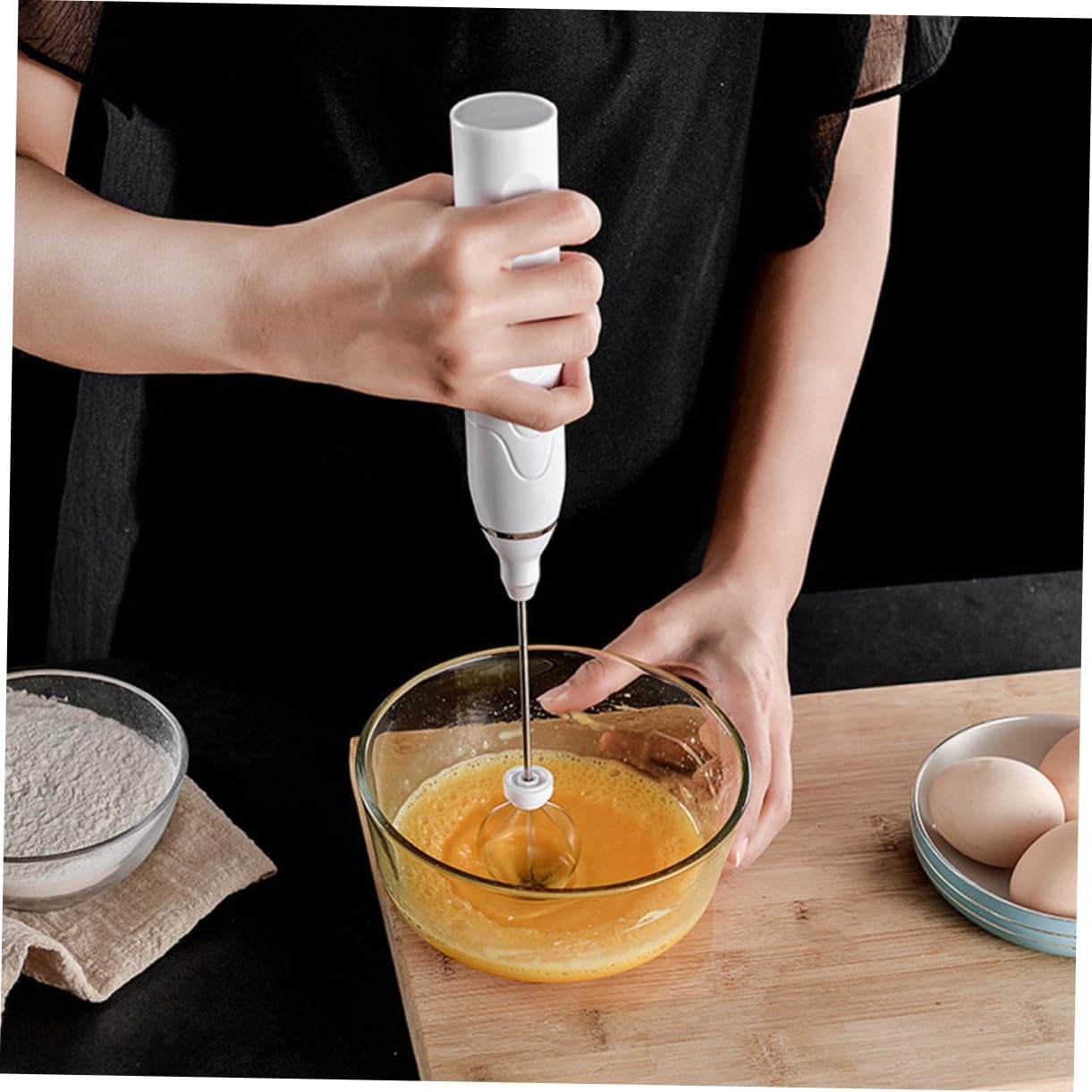 Cabilock Electric Egg Beater Electric Milk Frother Blenders Milk Foam Mixer Cake Mini Mixer Blender Coffee Stirrer Food Stand Mixer Hand Mixer Stainless Steel Household Baking Tools White  Cabilock   