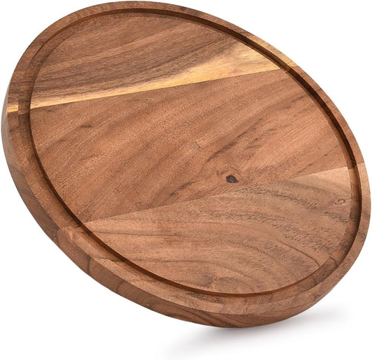 Acacia Wood round Wood Cutting Board with Juice Groove for Kitchen, Mothers Day Gifts for Mom (12" X 12" X 0.75")  NIRMAN   