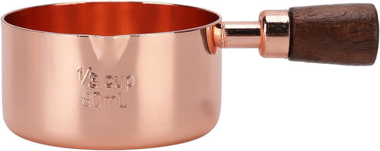 Saucepan, Rose Gold Stainless Steel Composite Wood Handle Sauce Pan Dining Cookware Pots Cooking Kitchen Ware(4.1 X 1.3 Lich)