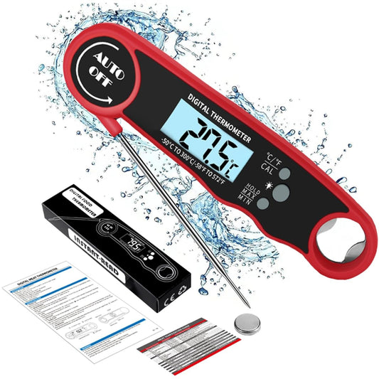 2 Seconds Instant Read Digital Meat Thermometer Digital with Backlight, Auto Calibration, Wake/Off, Backlight, Waterproof, Food Thermometer for Kitchen Ovens, Frying, Candy, Steak