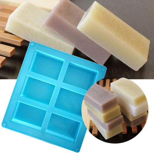 Silicone Soap Molds, 6/9 Cavities DIY Handmade Soap Moulds - Cake Pan Molds for Baking, Biscuit Chocolate Mold, Silicone Soap Bar Mold for Homemade Craft, Ice Cube Tray,E-Blue  DXYDSC   
