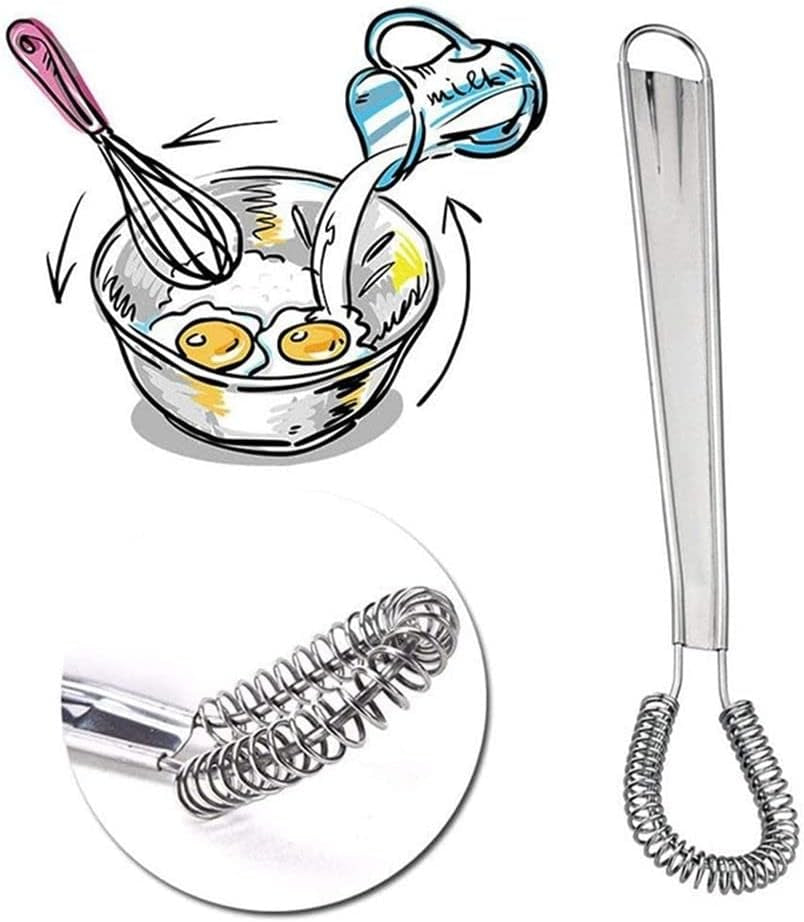 Egg Beater Stainless Steel Mini Spring Coil Whisk Handheld Milk Frother Foamer Sauce Stirrer Blender Coffee Mixer Kitchen Egg Tools(Silver)  generic   