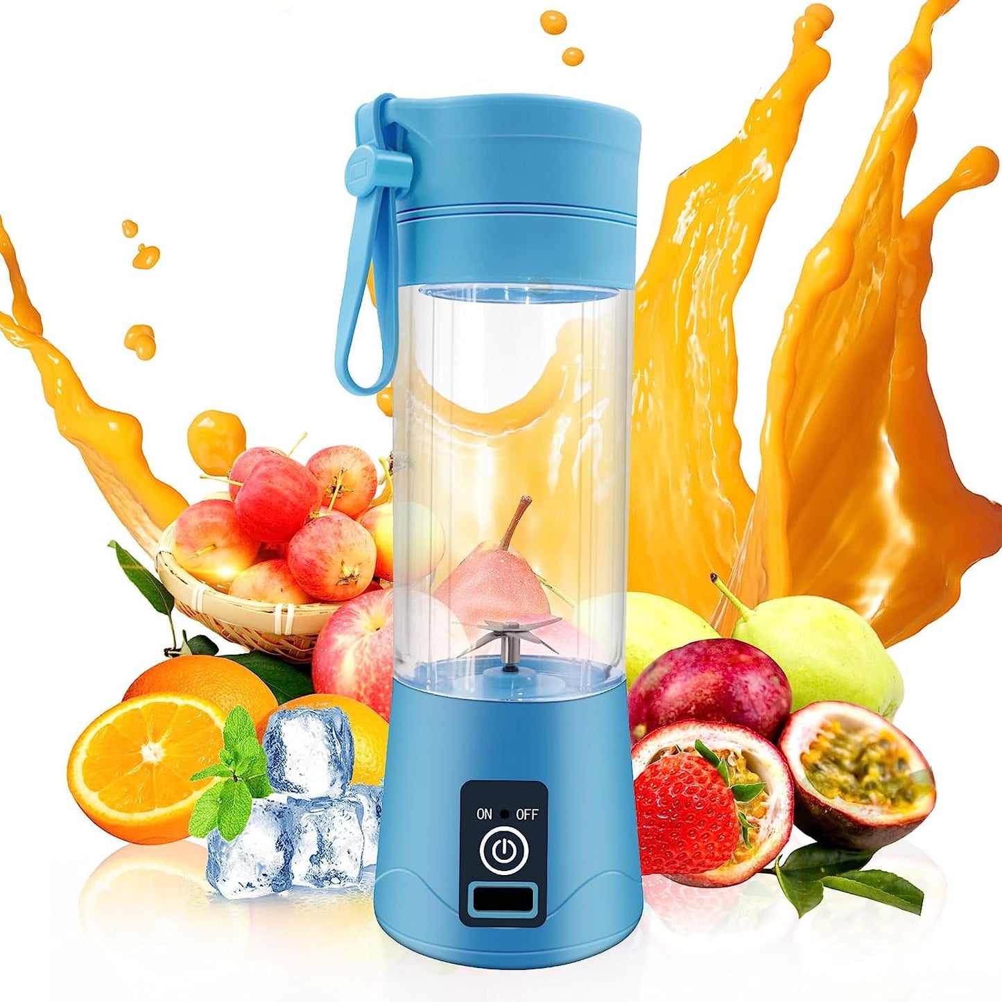 Portable Blender,Personal Blender for Shakes and Smoothies,Personal Size Blenders with USB Rechargeable Mini Fruit Juice Mixer, Mini Juicer Smoothie Blender Bottles Travel 380ML  SIXBio   