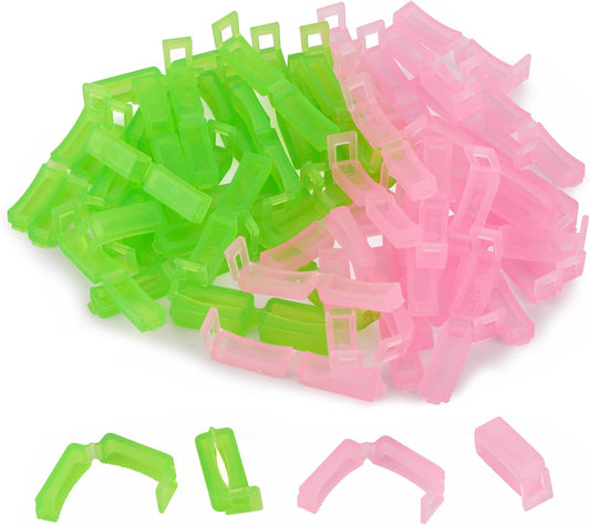 60 Pcs Bread Clips, Mini Squeeze and Lock Bag Clips for Food Storage, Fruit, Plastic Bag Closure Clips, (Pink, Green)  bag-clips-60   