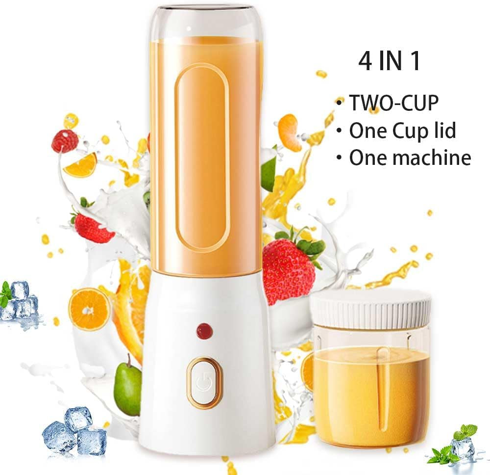 15 Oz Portable Blender Optional Double Cup,Usb Rechargeable with Ten Blades, Blender for Shakes and Smoothies, Complementary Food,Crush Ice,Stainless Steel Sabre-Blades,For Outdoor and Travel  MANTIANJIN   