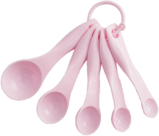 Set of 5 Plastic Measuring Spoons Set Pink Measuring Cup Spoons Measuring Spoon for Home Kitchen Cooking Baking