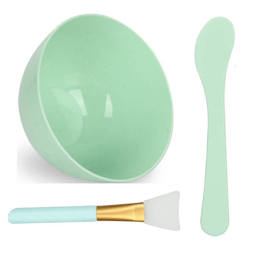 Face Mixing Bowl Set, DIY Facial-Masks Mixing Tool Kit with Silicone Bowl Silicone Brushes Spatula (Green)