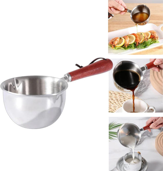 Stainless Steel Saucepan,Home Kitchen 304 Stainless Steel Mini Sauce Pan,Portable Mini Nonstick Pot for Turkish Coffee, Warming Gravy or Milk, Melting Butter or Chocolate (4Oz (120Ml))