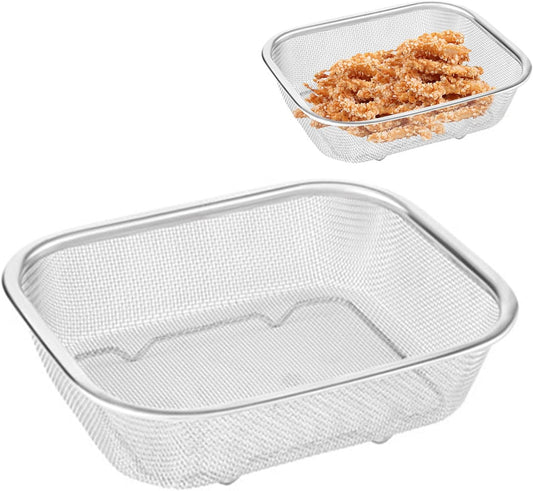 Rectangle Frying Basket Quick Drainage Fine Mesh Oil Strainer,Rectangle Strainer Stainless Steel Mesh L 8.18X6.88X1.96In Sink Basket Vegetable Fruit Colander Strainer Kitchen Tools Home Supply