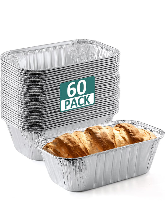 60 Pack 6X3.5X2 Disposable Aluminum Loaf Pans Small-Aluminum-Foil-Pans-Tin-Foil-Baking-Pans-Tin-Trays-Food-Containers-For-Baking-Cakes-Bread-Meat-Loaves  NEEBAKE 6X3.5 - 60 Pans  