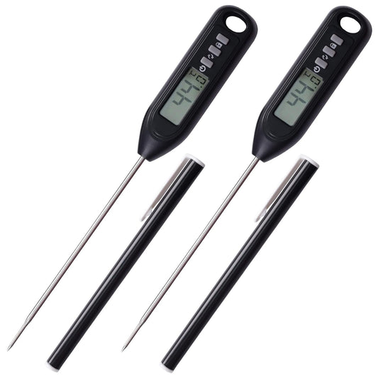 2 Pack Instant Read Meat Thermometer, Kitchen Cooking Thermometer, Candy/Deep Fry Thermometer, Kitchen Thermometer for BBQ Grill, Roast, Milk, Yogurt, Coffee, Bath Water, Baking Temperature