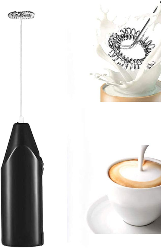 Milk Frother Handheld Mixer Foamer Coffee Maker Egg Beater Chocolate/Cappuccino Stirrer Mini Portable Blender Kitchen Whisk Tool(Black)