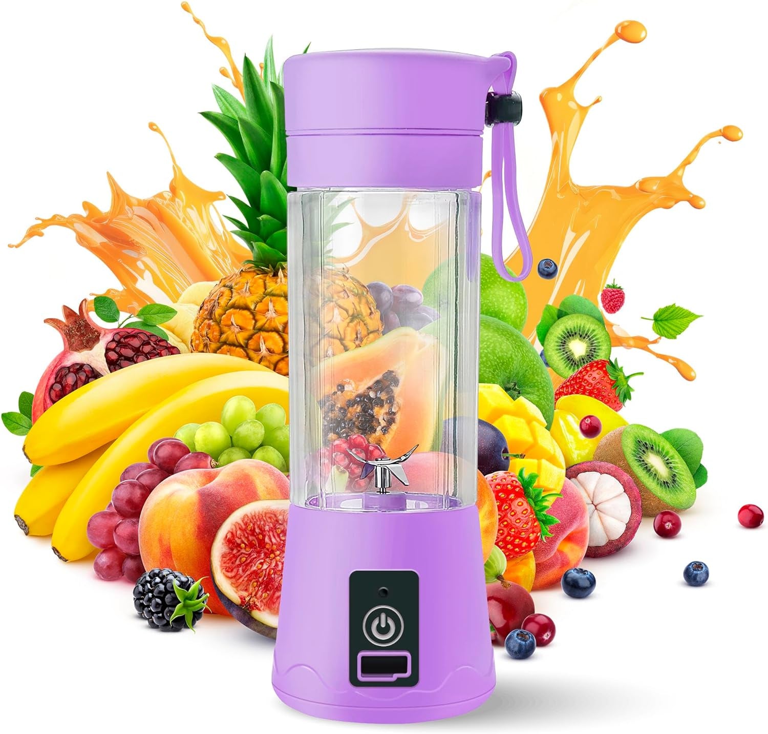 Portable Blender - Compact and USB Rechargeable Personal Travel Blenders for Smoothies, Shakes and Ice - Mini Fruit Juice Mixing Shaker Bottle - 380Ml, Purple  Nomadic Outpost Purple  