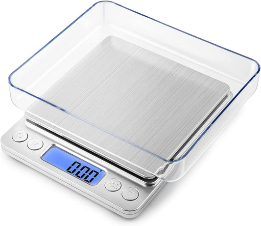 Food Scale, LZPGITGD Digital Kitchen Scale Weight Grams and OZ for Cooking Baking, Coffee, Loss Dieting, Jewelry and Meal Prep, 2 Trays, LCD, Auto Off, Tare Function, Stainless Steel(3000G/0.1G)
