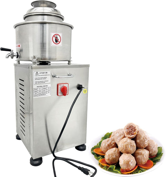 110V 1.5KW Commercial Meatball Beater, Stainless Steel Meat Puree Making Machine, Electric Food Processor, Meat Grinder, with 7.87Inch Inner Cylinder Diameter, for Meat or Fish Stuffing