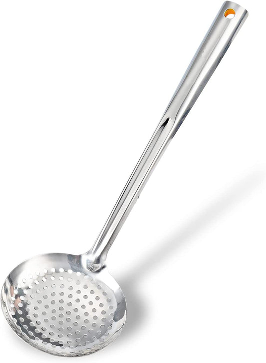 TENTA KITCHEN Dia 16CM Stainless Steel Skimmer/Slotted Spoon/Strainer Ladle with ABS Plastic Heat Resistant Handle