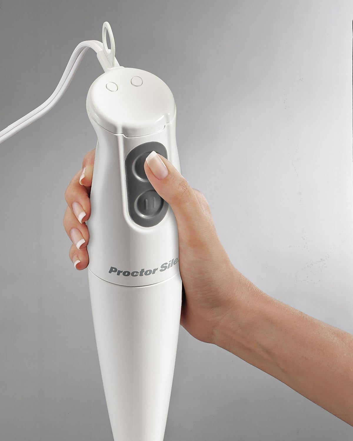 Proctor-Silex Electric Immersion Hand Blender with Detachable Dishwasher Safe Handheld Blending Stick, 2-Speeds, 150 Watts, White  Hamilton Beach   
