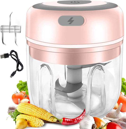 30W Electric Mini Food Chopper Small Food Processor Garlic Blender for Slicing, Shredding, Mincing, and Puree (粉色)