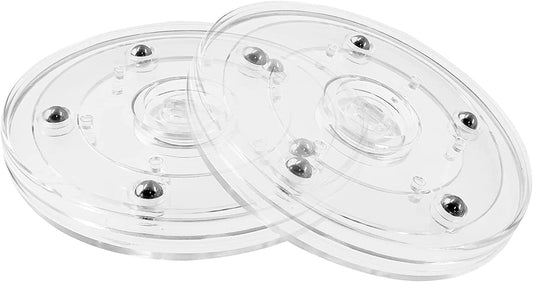 2 Pack 4 Inch Turntable Mini Turntable Organizer, Clear Rotating Tray Small Revolving Base, Acrylic Ball Bearing Turntable Plate for Kitchen Table Spice Rack, TV Laptop Computer Monitor
